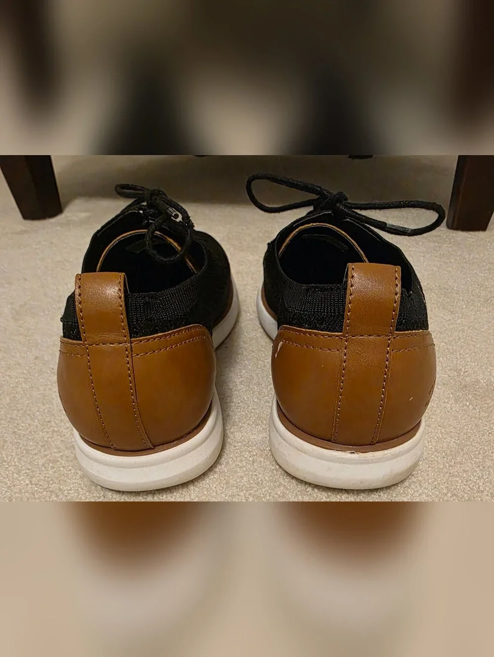 G.H. Bass & Co. Men's - 9.5 Black Knit Casual Dress Shoe Tan Heel & Tongue